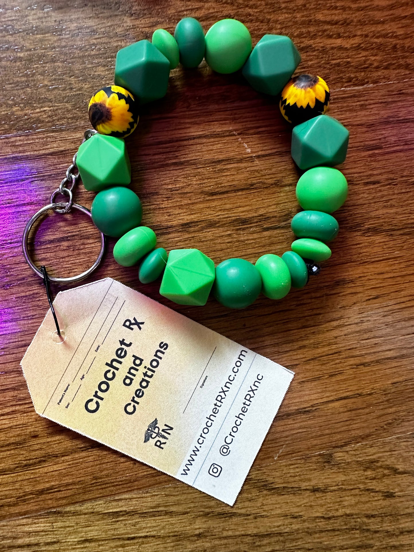 Flower Theme Silicone Bead Keychain Bracelets