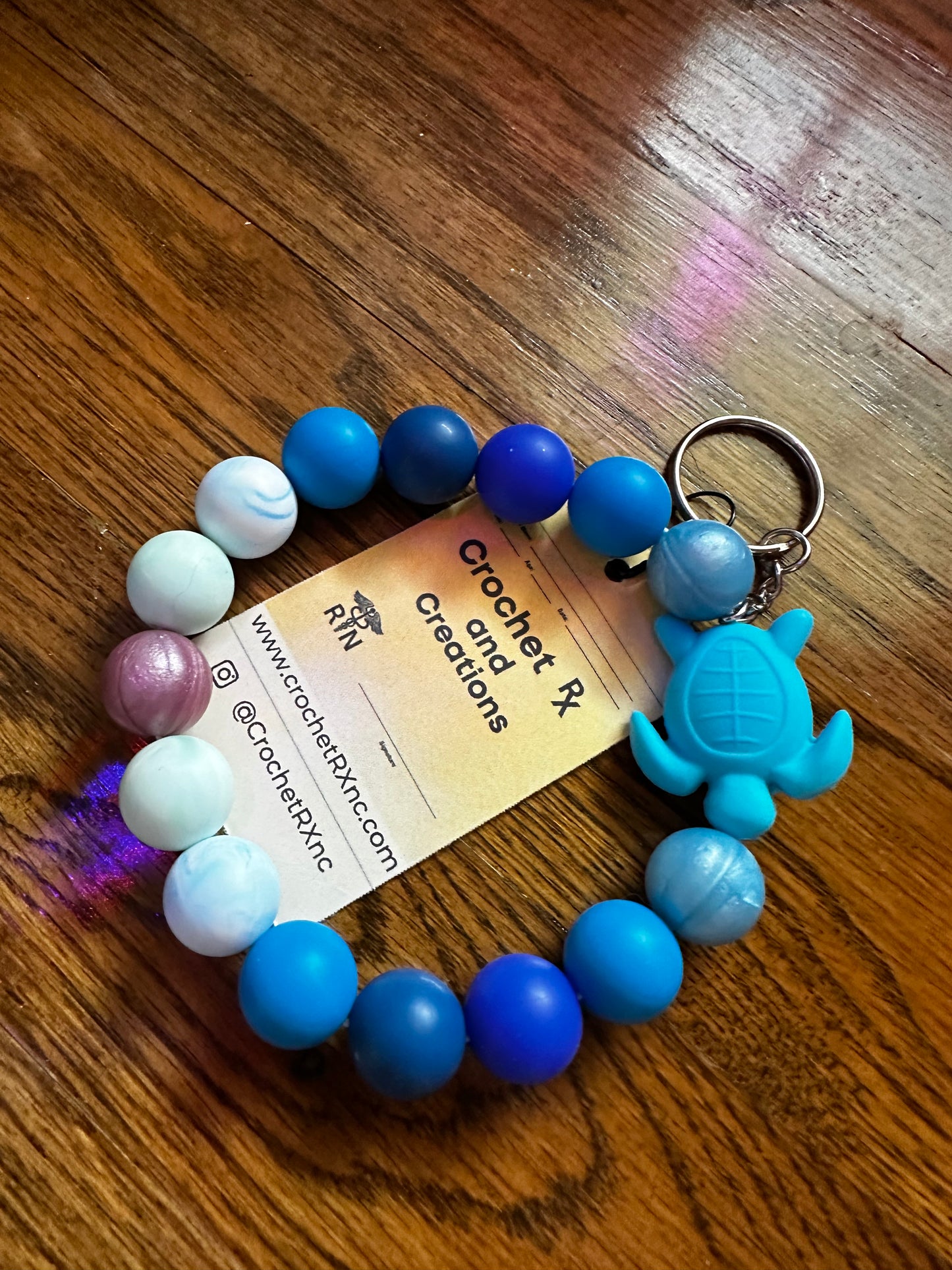 Turtles Theme Silicone Bead Keychain Bracelets