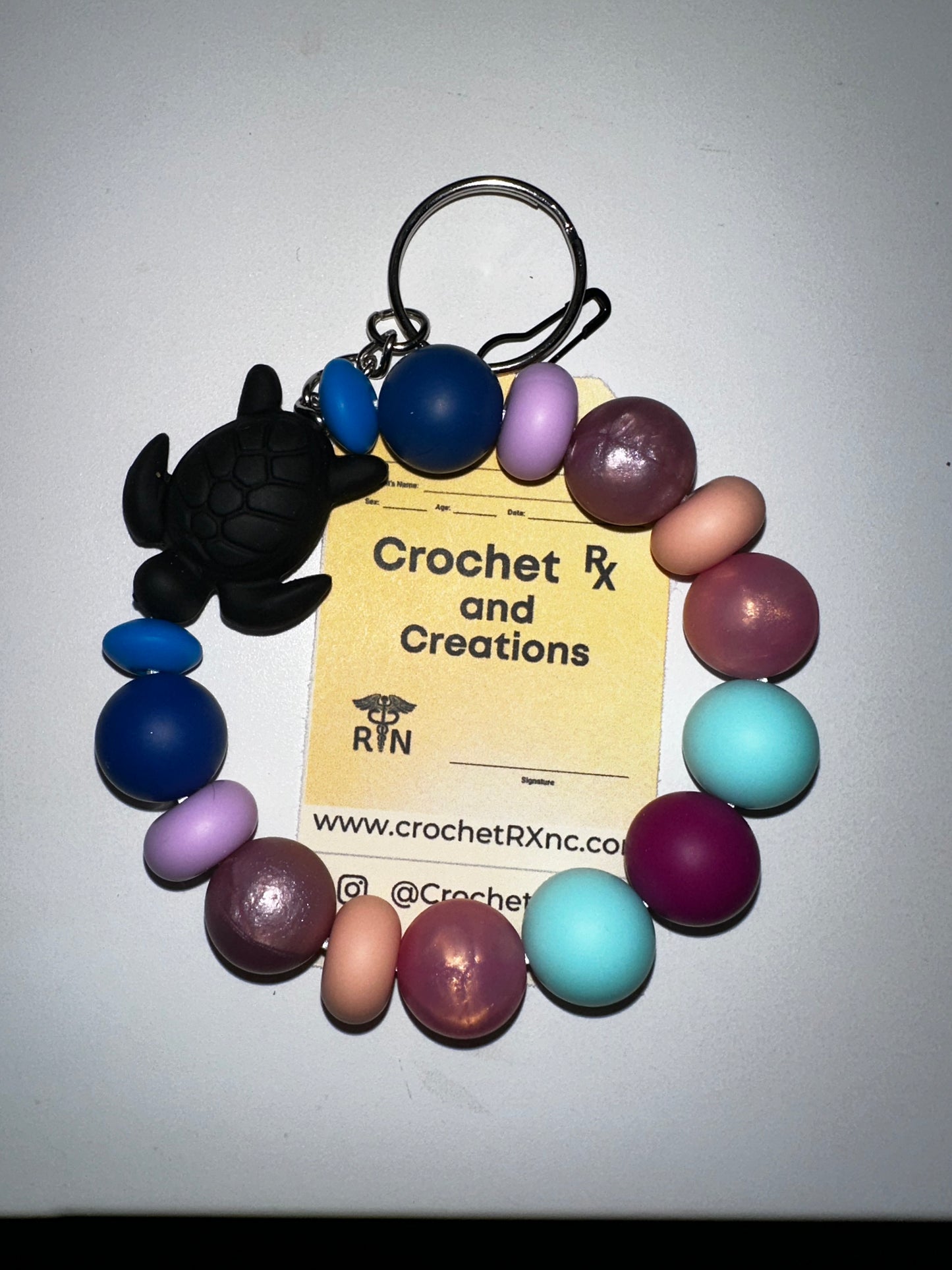 Turtles Theme Silicone Bead Keychain Bracelets
