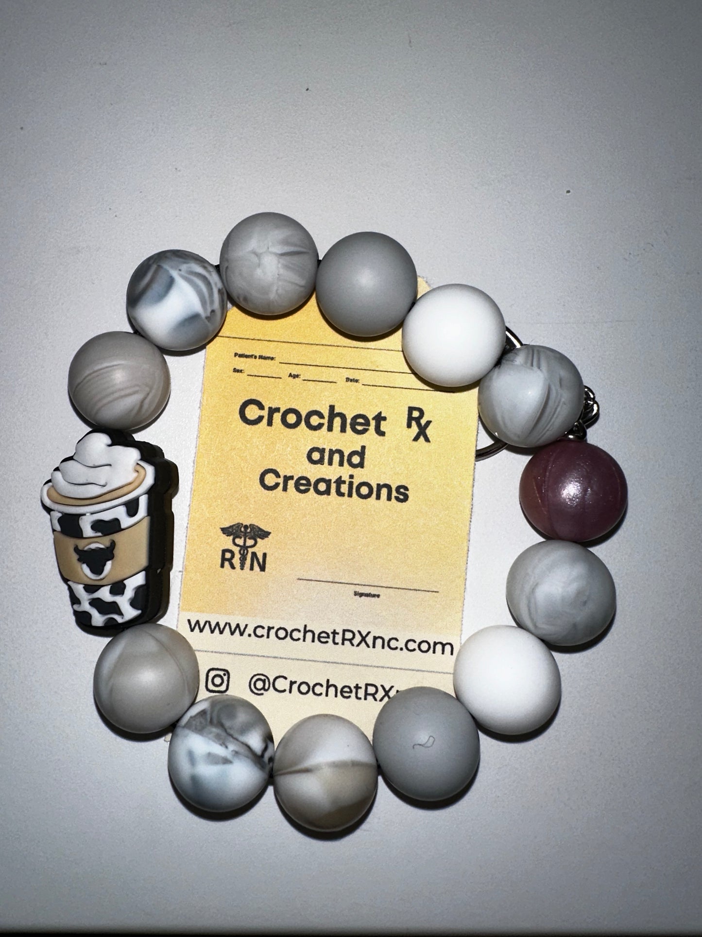 Cafe/Coffee Theme Silicone Bead Keychain Bracelets