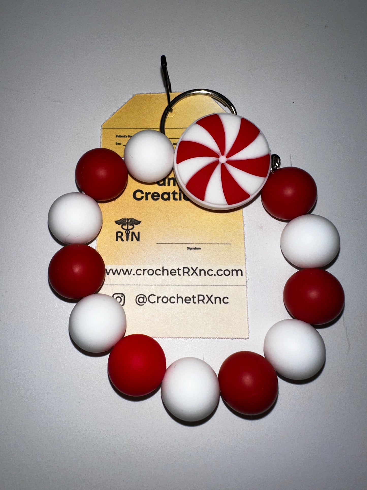 Christmas Theme Silicone Bead Keychain Bracelets
