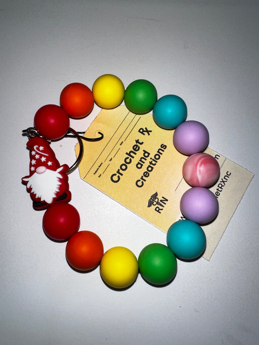 Christmas Theme Silicone Bead Keychain Bracelets
