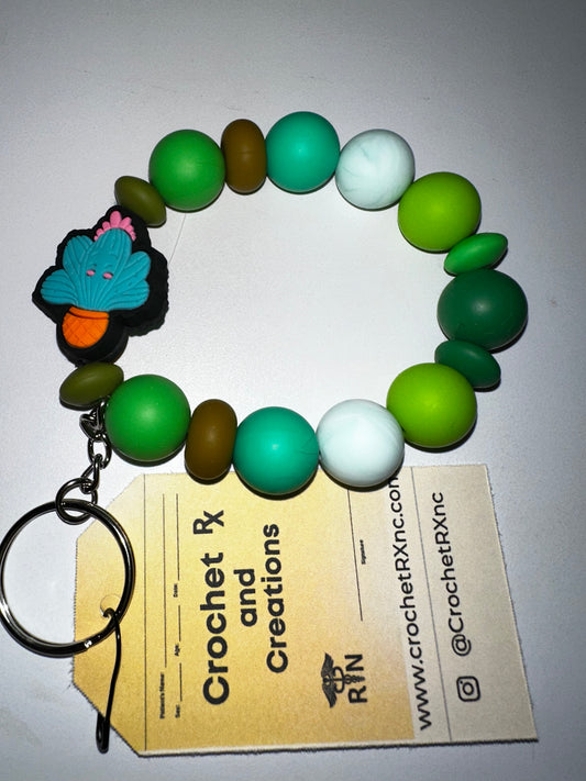 Plants Theme Silicone Bead Keychain Bracelets