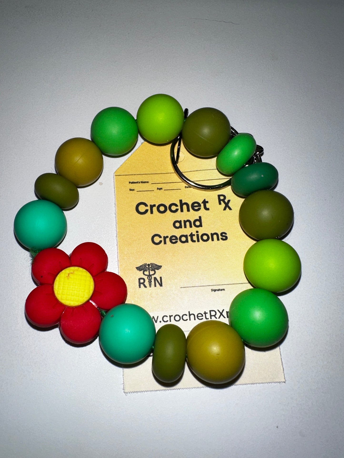 Flower Theme Silicone Bead Keychain Bracelets