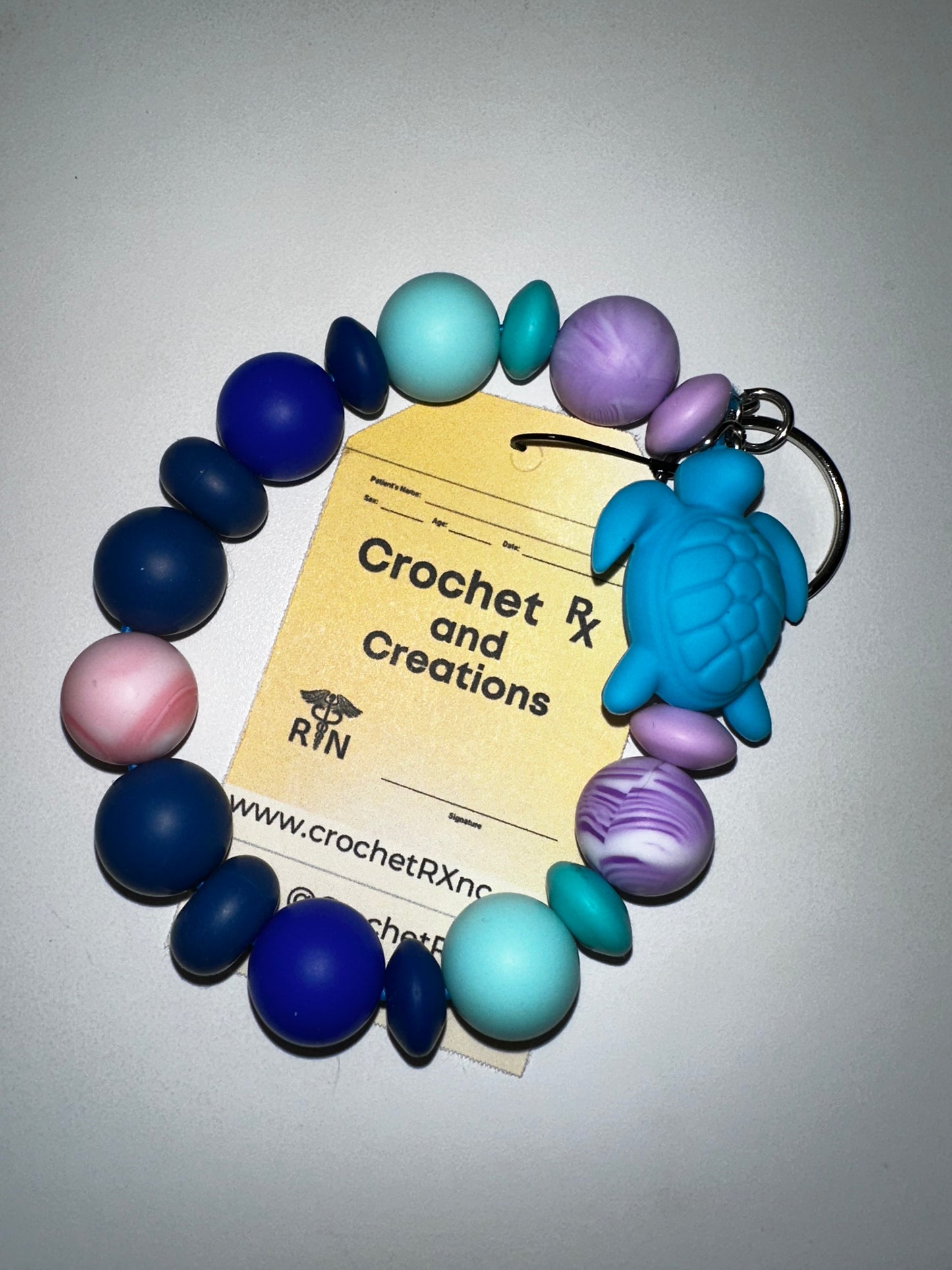 Turtles Theme Silicone Bead Keychain Bracelets