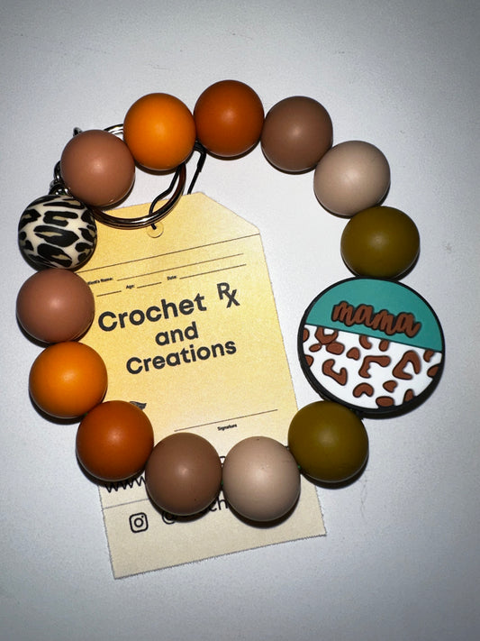 Mom Theme Silicone Bead Keychain Bracelets