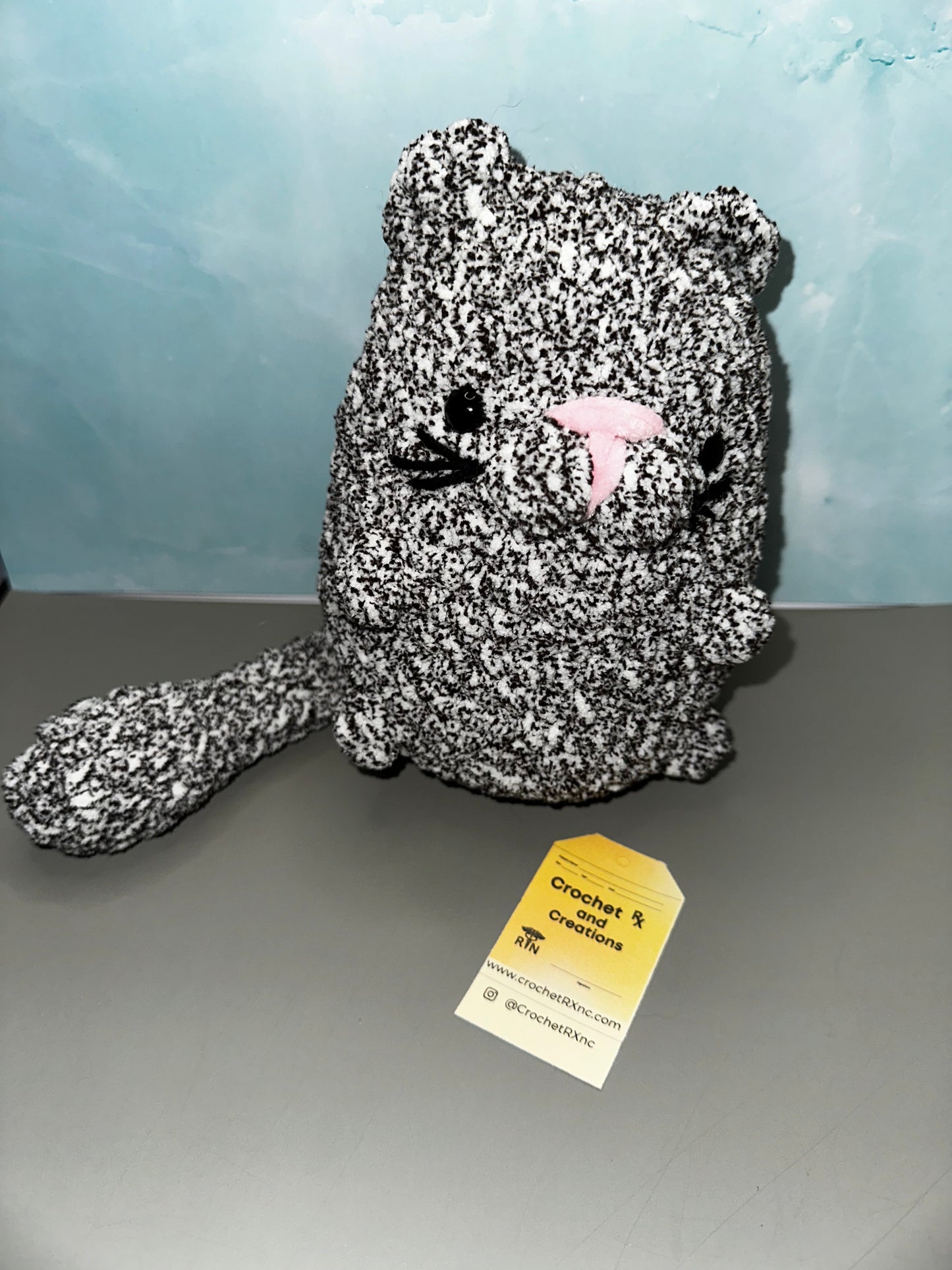 Upright ‘adoption’ cat Crochet Plush